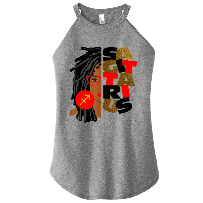 Wo Sagittarius Afro Locs Zodiac Signs Birthday Meaningful Gift Women’s Perfect Tri Rocker Tank