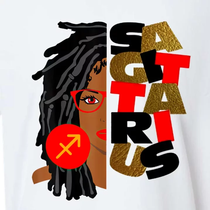 Wo Sagittarius Afro Locs Zodiac Signs Birthday Meaningful Gift Sueded Cloud Jersey T-Shirt