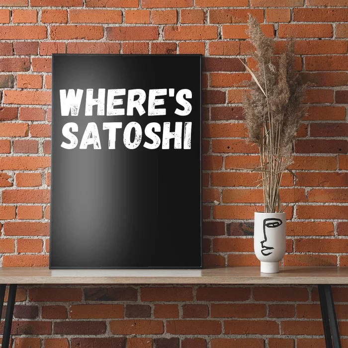 Where’s Satoshi, Bitcoin, DeFi BTC, Est.2009, Crypto Mining Poster