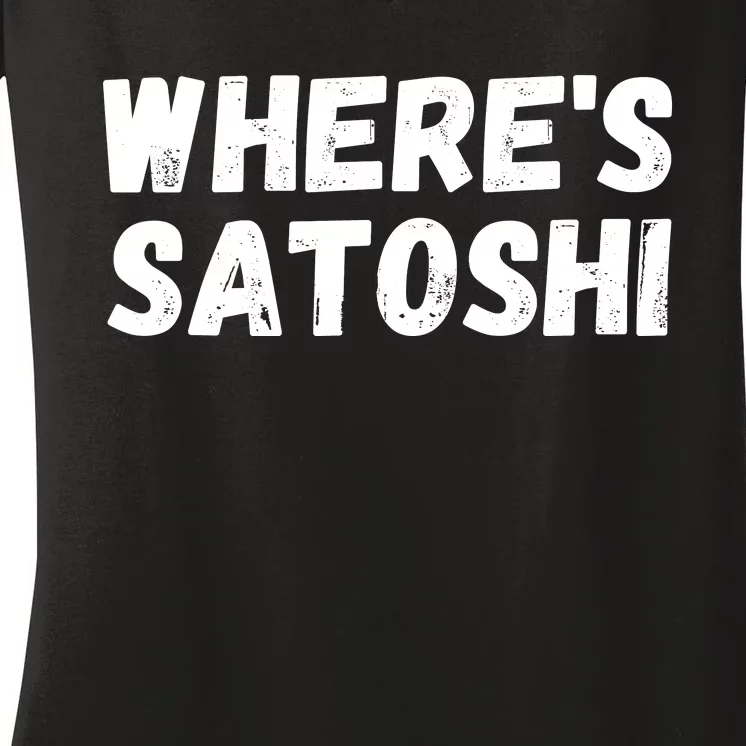 Where’s Satoshi, Bitcoin, DeFi BTC, Est.2009, Crypto Mining Women's V-Neck T-Shirt