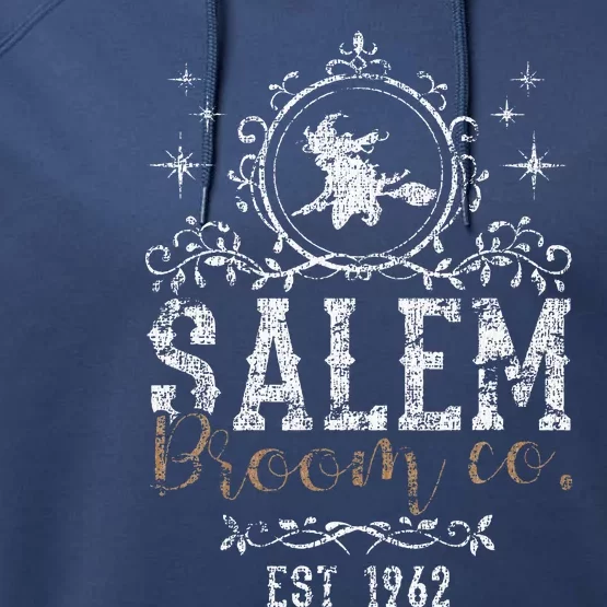 Witches Salem Broom Company Grunge Halloween Performance Fleece Hoodie