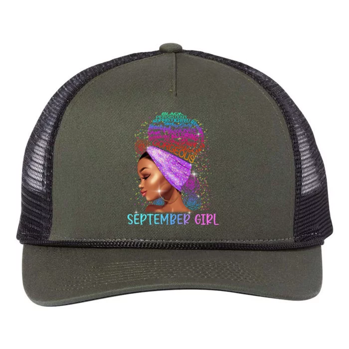 Wo September Black Hair Virgo Libra Birthday Gift Retro Rope Trucker Hat Cap