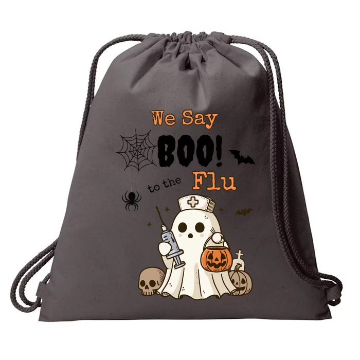 We Say Boo To The Flu Halloween Boo Ghost Drawstring Bag