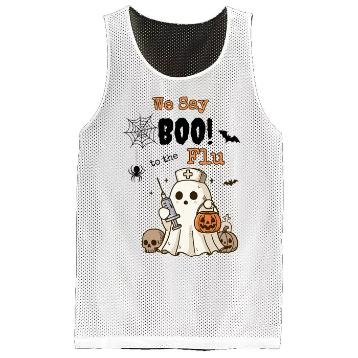 We Say Boo To The Flu Halloween Boo Ghost Mesh Reversible Basketball Jersey Tank