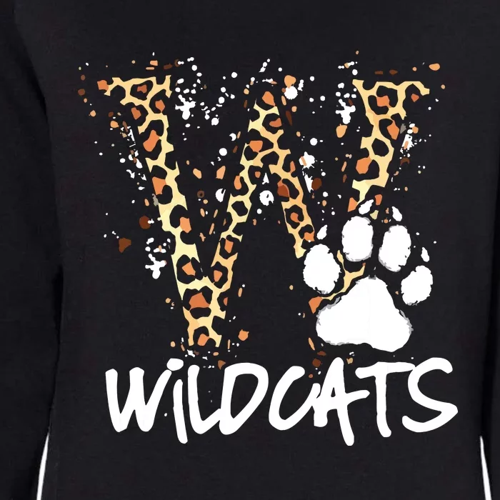 Wildcats Spirit Bold Letter W And Paw Womens California Wash Sweatshirt