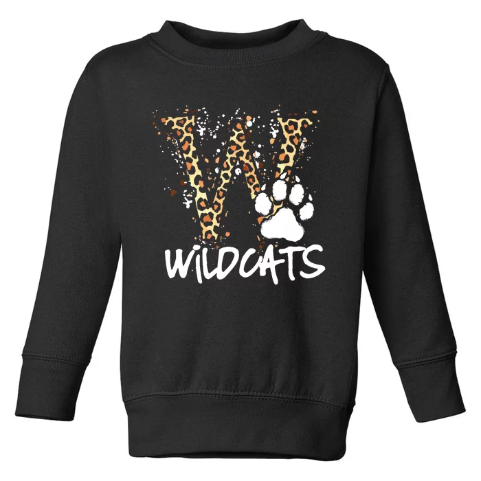 Wildcats Spirit Bold Letter W And Paw Toddler Sweatshirt