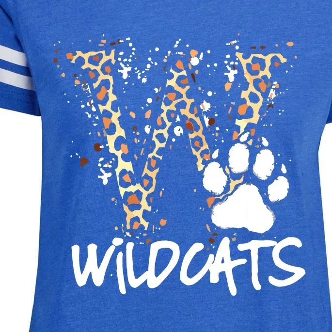 Wildcats Spirit Bold Letter W And Paw Enza Ladies Jersey Football T-Shirt