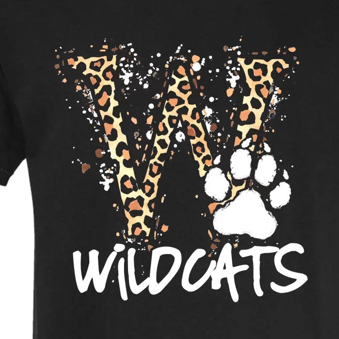 Wildcats Spirit Bold Letter W And Paw Print Garment-Dyed Heavyweight T-Shirt