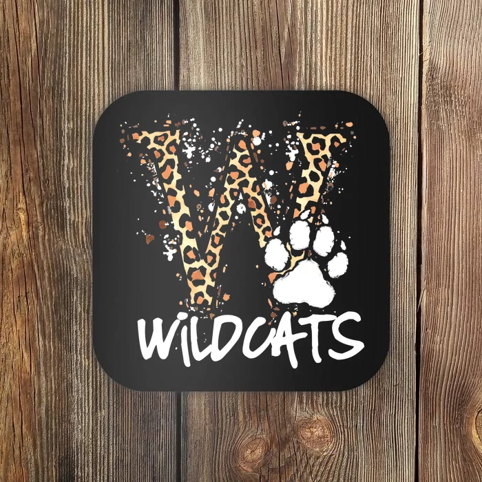 Wildcats Spirit Bold Letter W And Paw Print Coaster