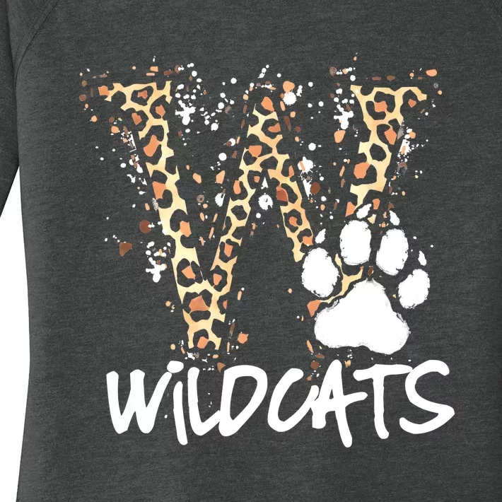 Wildcats Spirit Bold Letter W And Paw Print Women's Perfect Tri Tunic Long Sleeve Shirt