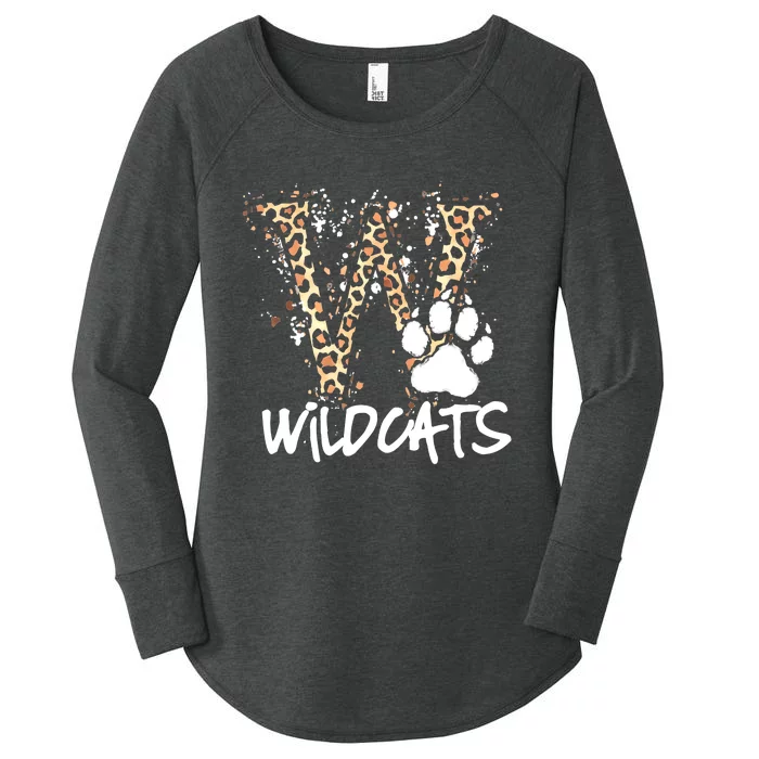 Wildcats Spirit Bold Letter W And Paw Print Women's Perfect Tri Tunic Long Sleeve Shirt