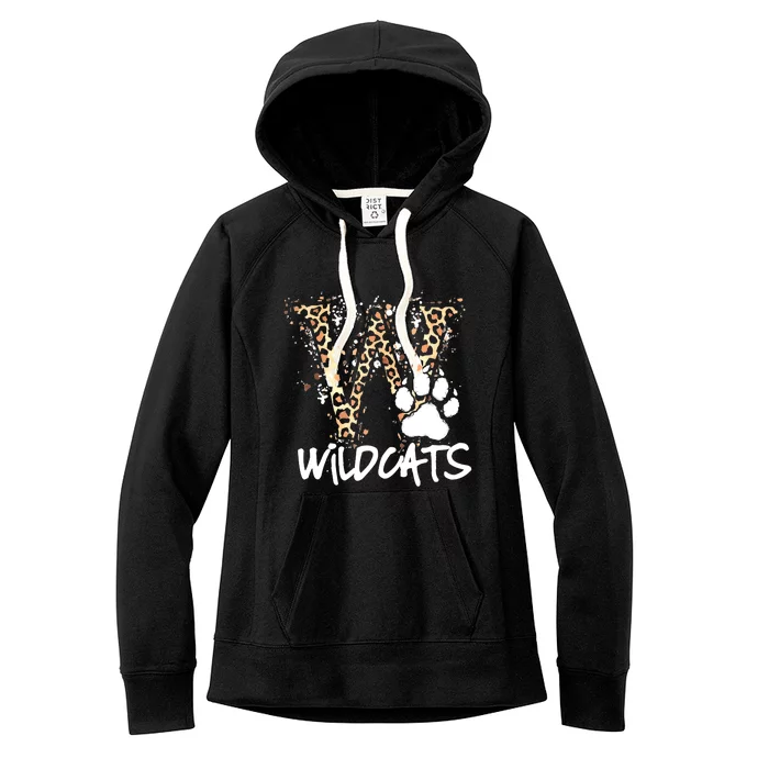 Wildcats Spirit Bold Letter W And Paw Print Women's Fleece Hoodie