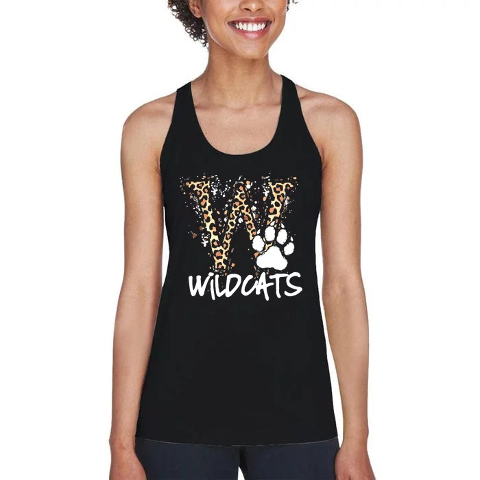 Wildcats Spirit Bold Letter W And Paw Print Women's Racerback Tank