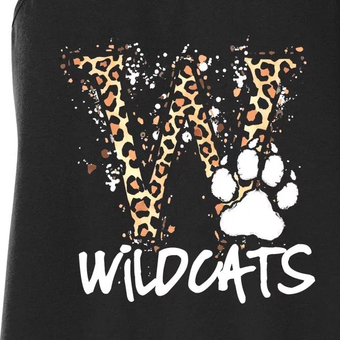 Wildcats Spirit Bold Letter W And Paw Print Women's Racerback Tank