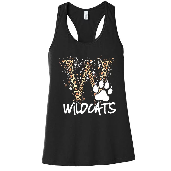 Wildcats Spirit Bold Letter W And Paw Print Women's Racerback Tank