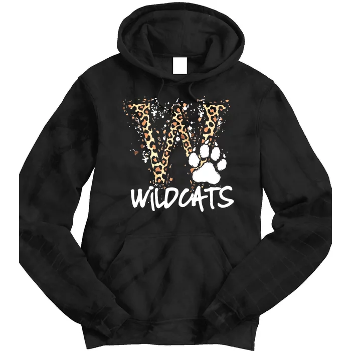 Wildcats Spirit Bold Letter W And Paw Print Tie Dye Hoodie