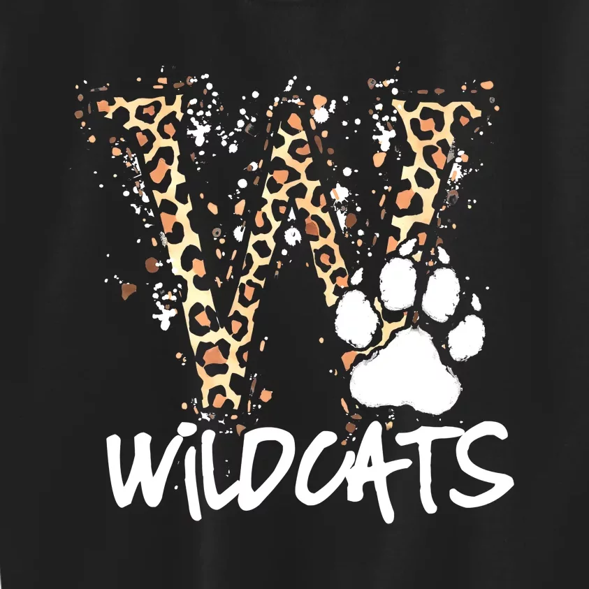 Wildcats Spirit Bold Letter W And Paw Print Kids Sweatshirt