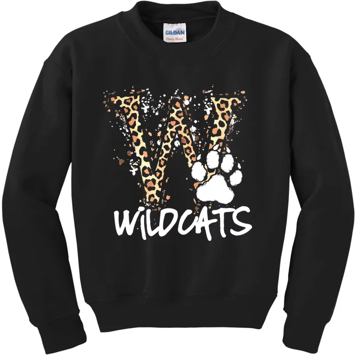 Wildcats Spirit Bold Letter W And Paw Print Kids Sweatshirt