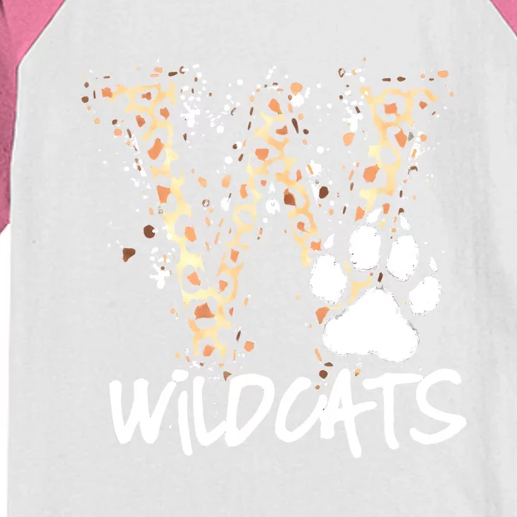 Wildcats Spirit Bold Letter W And Paw Print Kids Colorblock Raglan Jersey