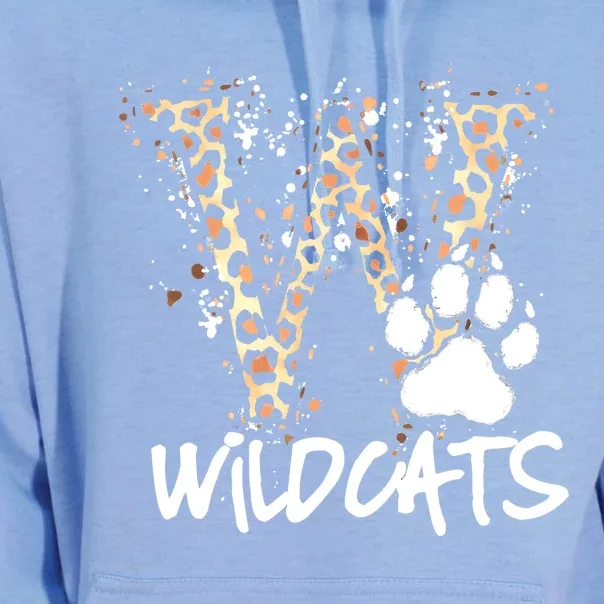 Wildcats Spirit Bold Letter W And Paw Print Unisex Surf Hoodie