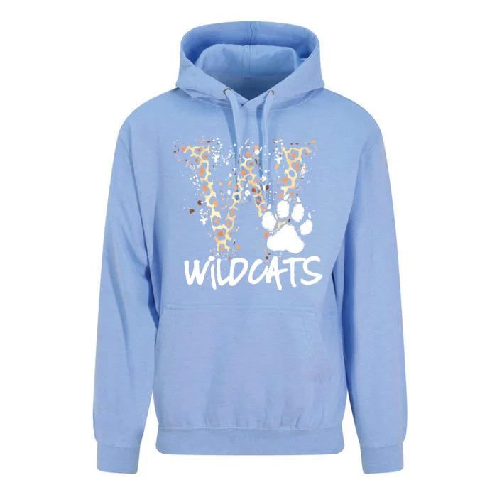 Wildcats Spirit Bold Letter W And Paw Print Unisex Surf Hoodie