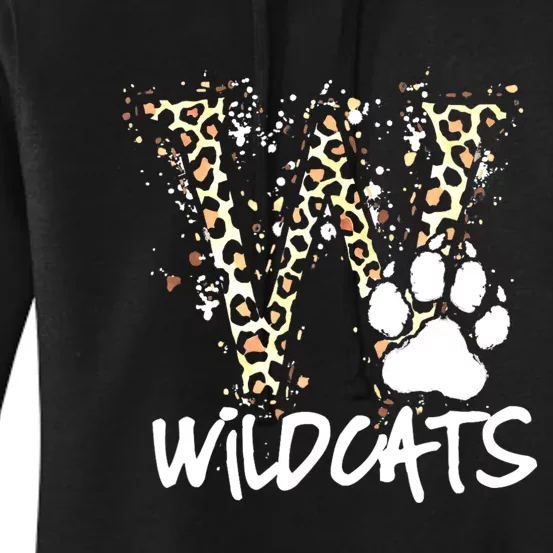 Wildcats Spirit Bold Letter W And Paw Print Women's Pullover Hoodie