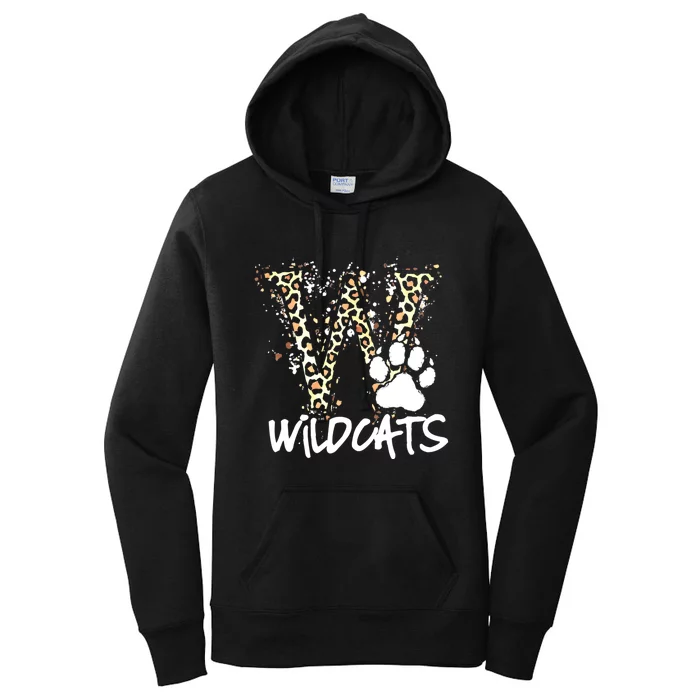 Wildcats Spirit Bold Letter W And Paw Print Women's Pullover Hoodie