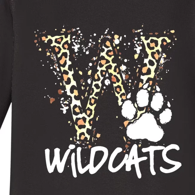 Wildcats Spirit Bold Letter W And Paw Print Baby Long Sleeve Bodysuit