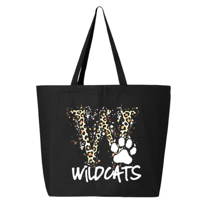 Wildcats Spirit Bold Letter W And Paw Print 25L Jumbo Tote