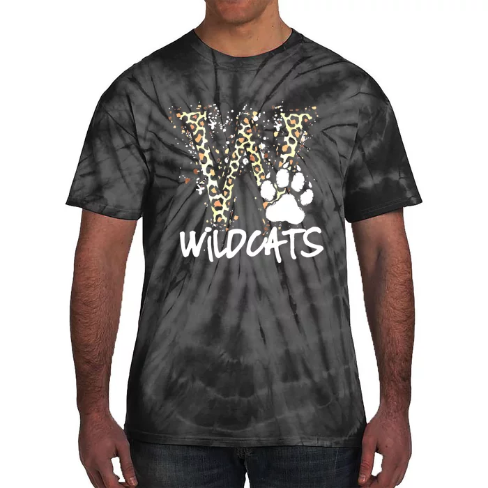 Wildcats Spirit Bold Letter W And Paw Print Tie-Dye T-Shirt