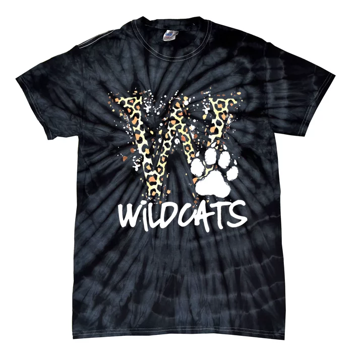 Wildcats Spirit Bold Letter W And Paw Print Tie-Dye T-Shirt