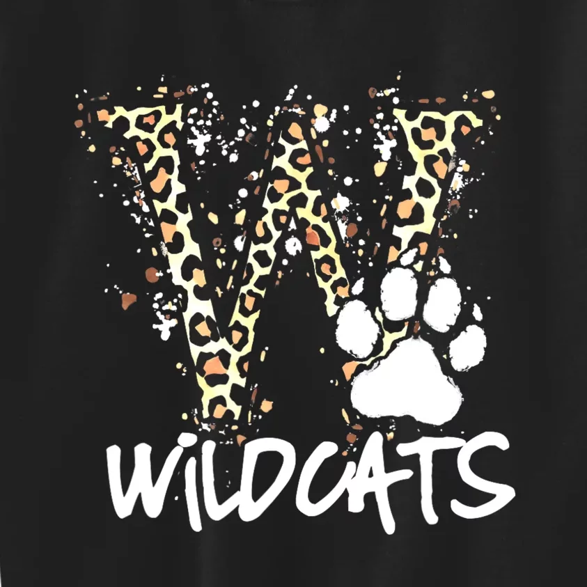 Wildcats Spirit Bold Letter W And Paw Print Kids Sweatshirt