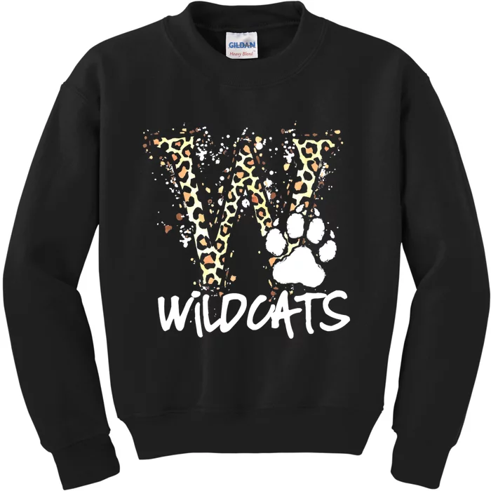 Wildcats Spirit Bold Letter W And Paw Print Kids Sweatshirt