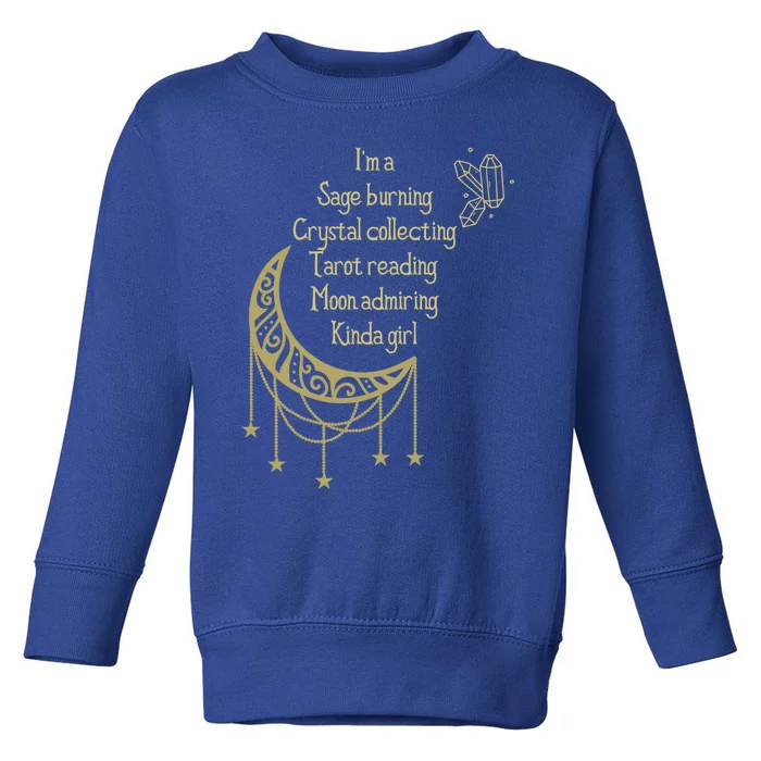 Wiccan Sage Burning Moon Crystals Tarot Occult Witch Great Gift Toddler Sweatshirt