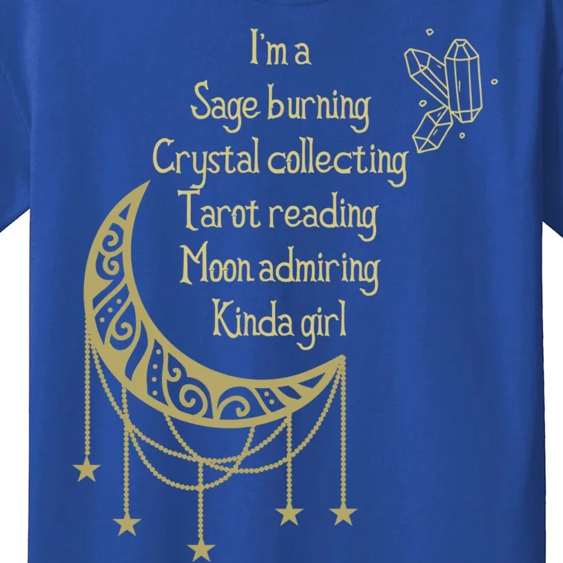 Wiccan Sage Burning Moon Crystals Tarot Occult Witch Great Gift Kids T-Shirt