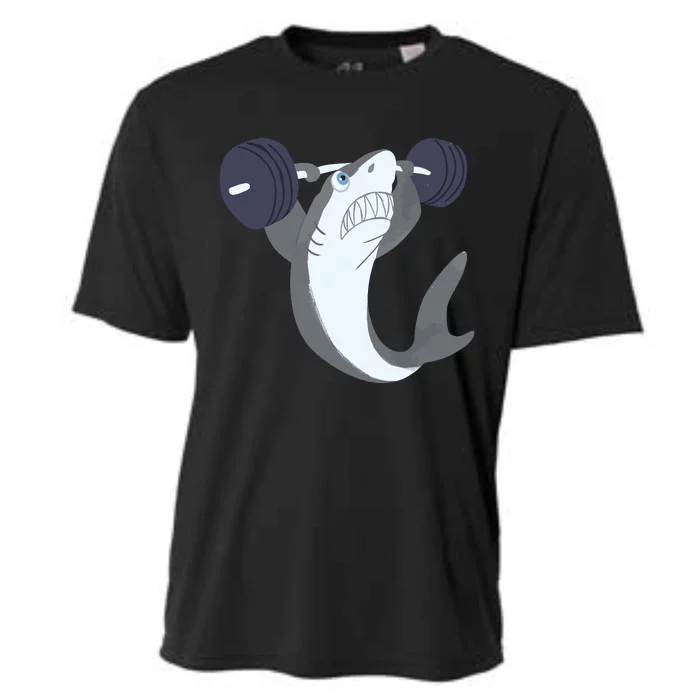 Weightlifing Shark Barbell Funny Workout Gym Weightlifter Cooling Performance Crew T-Shirt