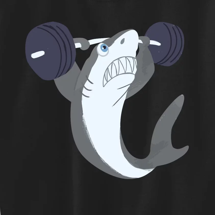 Weightlifing Shark Barbell Funny Workout Gym Weightlifter Kids Sweatshirt