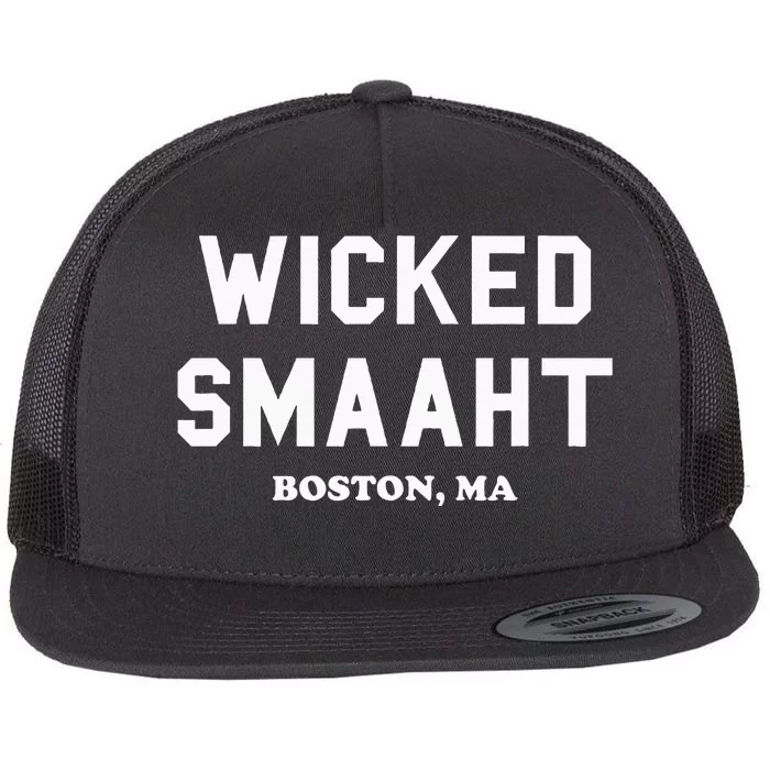 Wicked Smaaht Boston Ma Funny Boston Flat Bill Trucker Hat