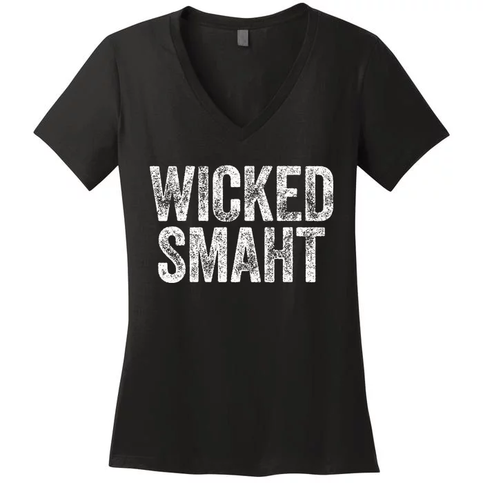 Wicked Smaht Boston Massachusetts Women's V-Neck T-Shirt