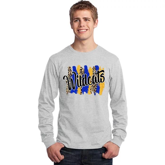 Wildcats Swash Blue Yellow School Spirit Tall Long Sleeve T-Shirt