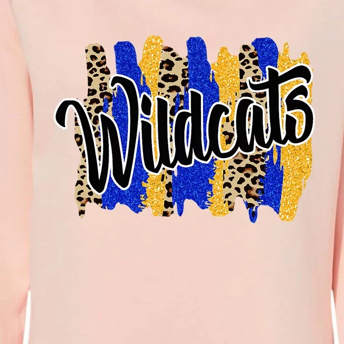 Wildcats Swash Blue Yellow School Spirit Womens California Wash Sweatshirt