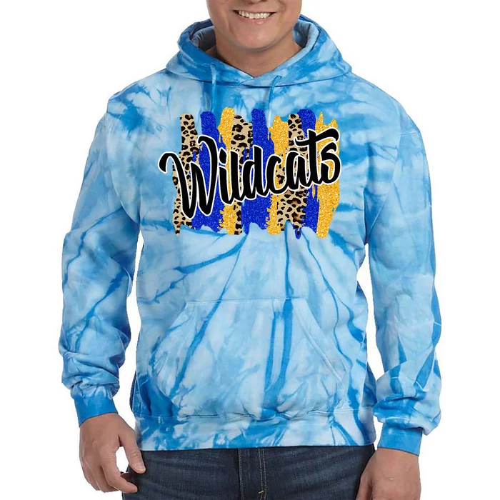 Wildcats Swash Blue Yellow School Spirit Tie Dye Hoodie