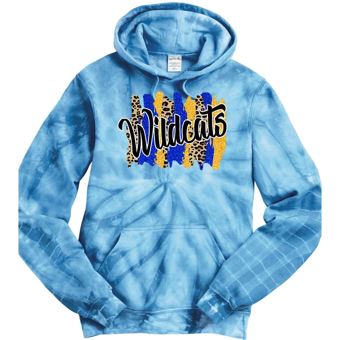 Wildcats Swash Blue Yellow School Spirit Tie Dye Hoodie