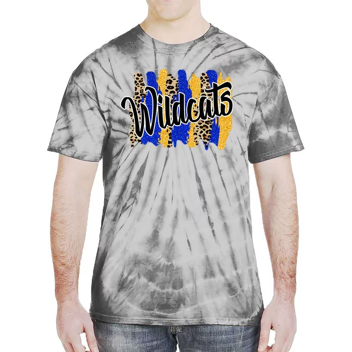 Wildcats Swash Blue Yellow School Spirit Tie-Dye T-Shirt