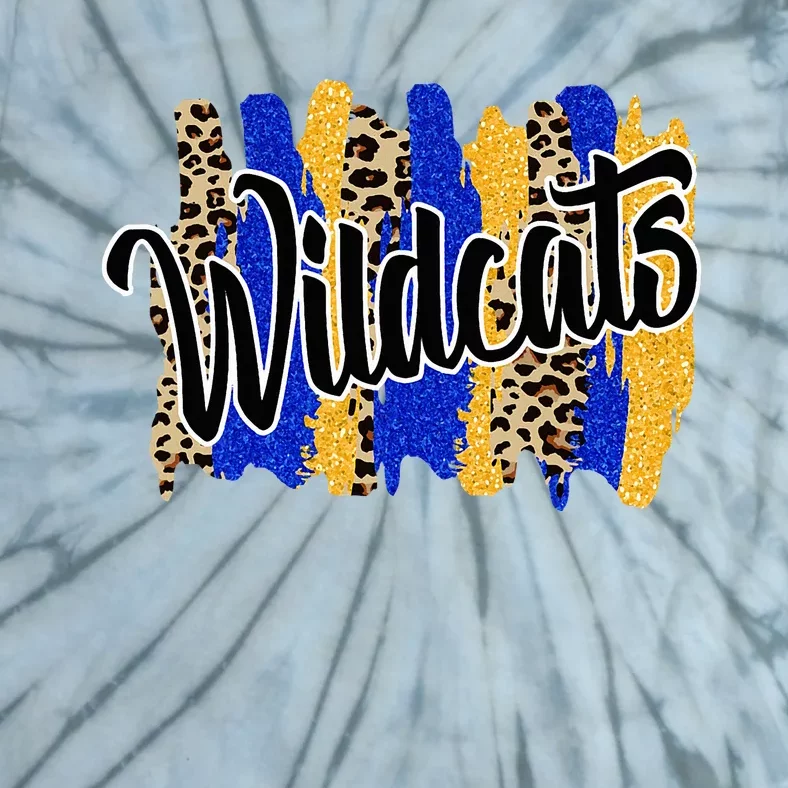 Wildcats Swash Blue Yellow School Spirit Tie-Dye T-Shirt