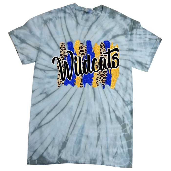 Wildcats Swash Blue Yellow School Spirit Tie-Dye T-Shirt