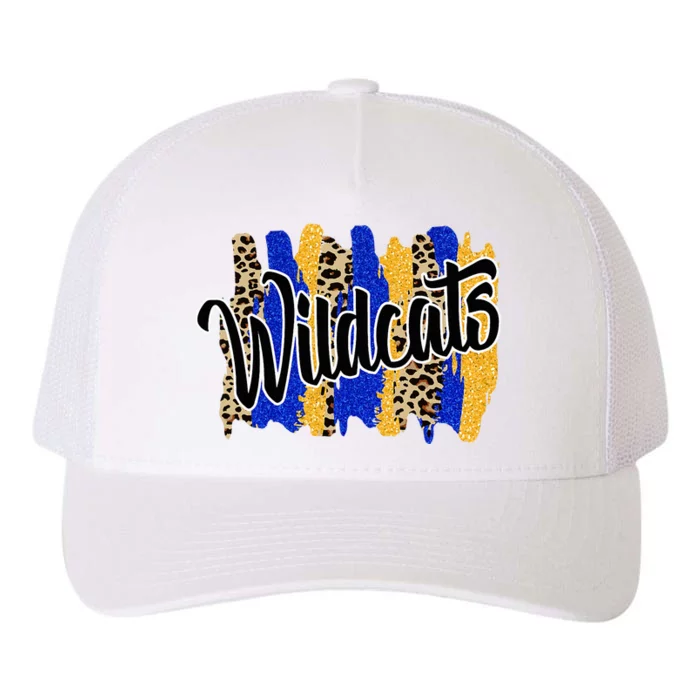 Wildcats Swash Blue Yellow School Spirit Yupoong Adult 5-Panel Trucker Hat