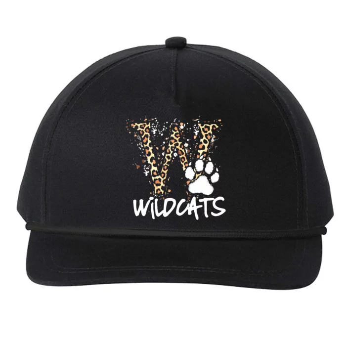 Wildcats Spirit Bold Letter W And Paw Print Snapback Five-Panel Rope Hat