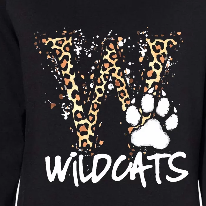 Wildcats Spirit Bold Letter W And Paw Print Womens California Wash Sweatshirt