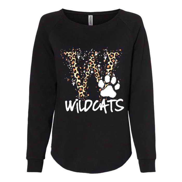 Wildcats Spirit Bold Letter W And Paw Print Womens California Wash Sweatshirt